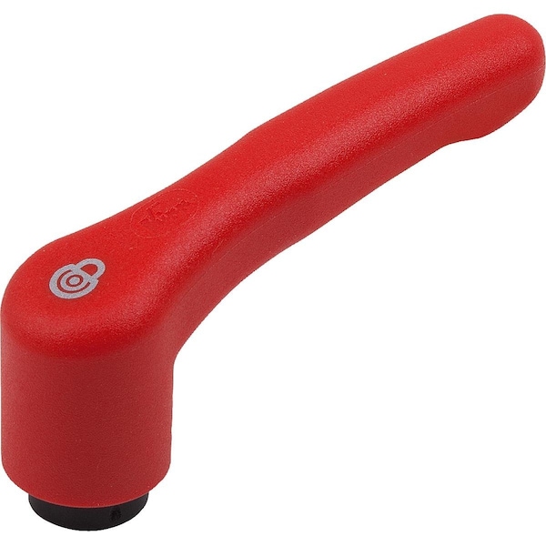 Kipp Adjustable Handle W.Safety Function Size:2 M05, Plastic Red Ral3020, Comp:Brass K1553.20584 - main